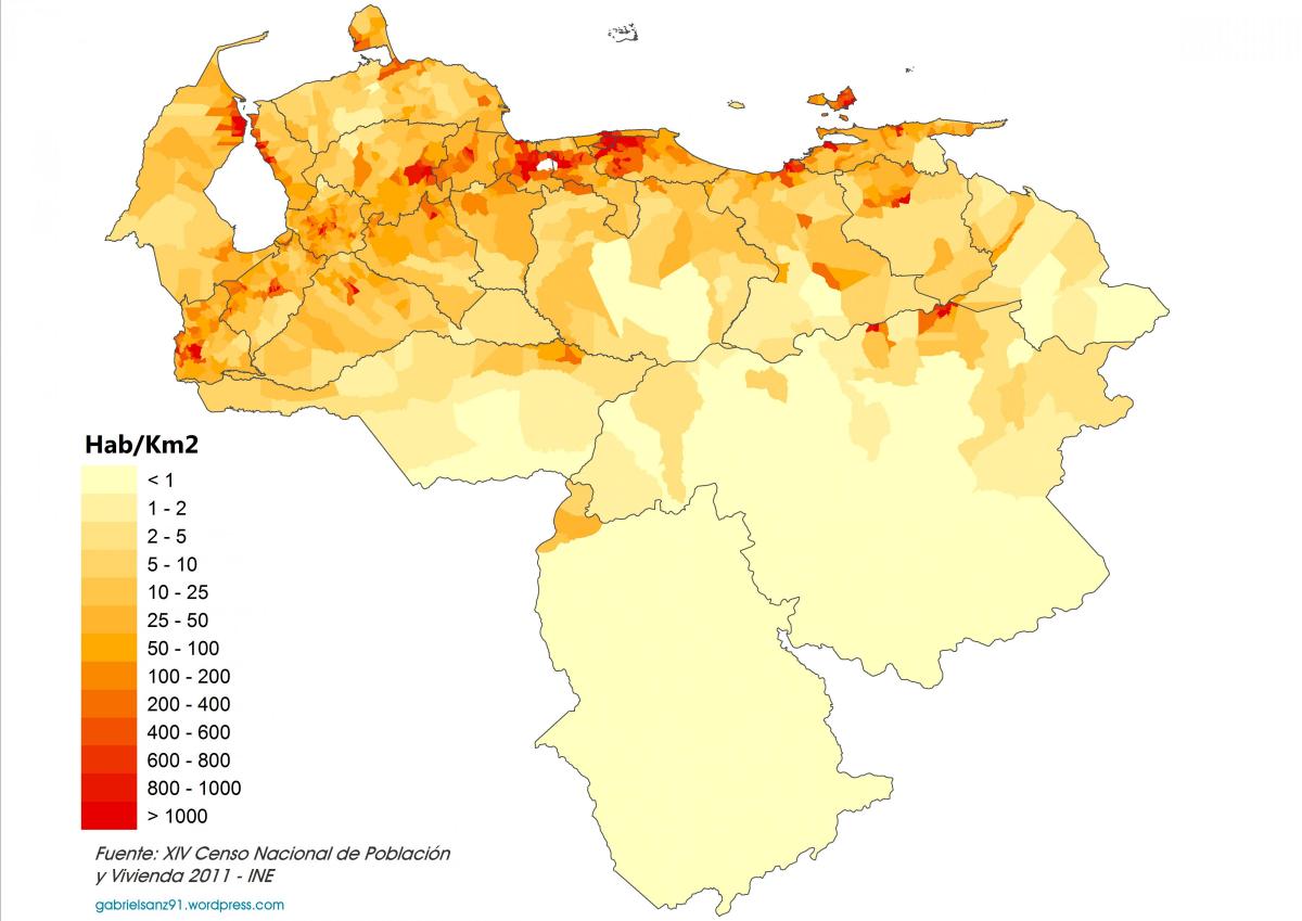 venezuela népsűrűség térkép