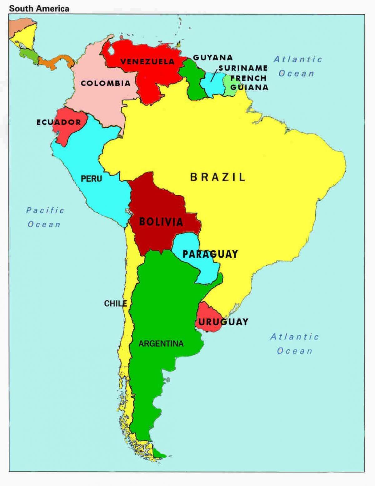 térkép venezuela, illetve a környező országokban