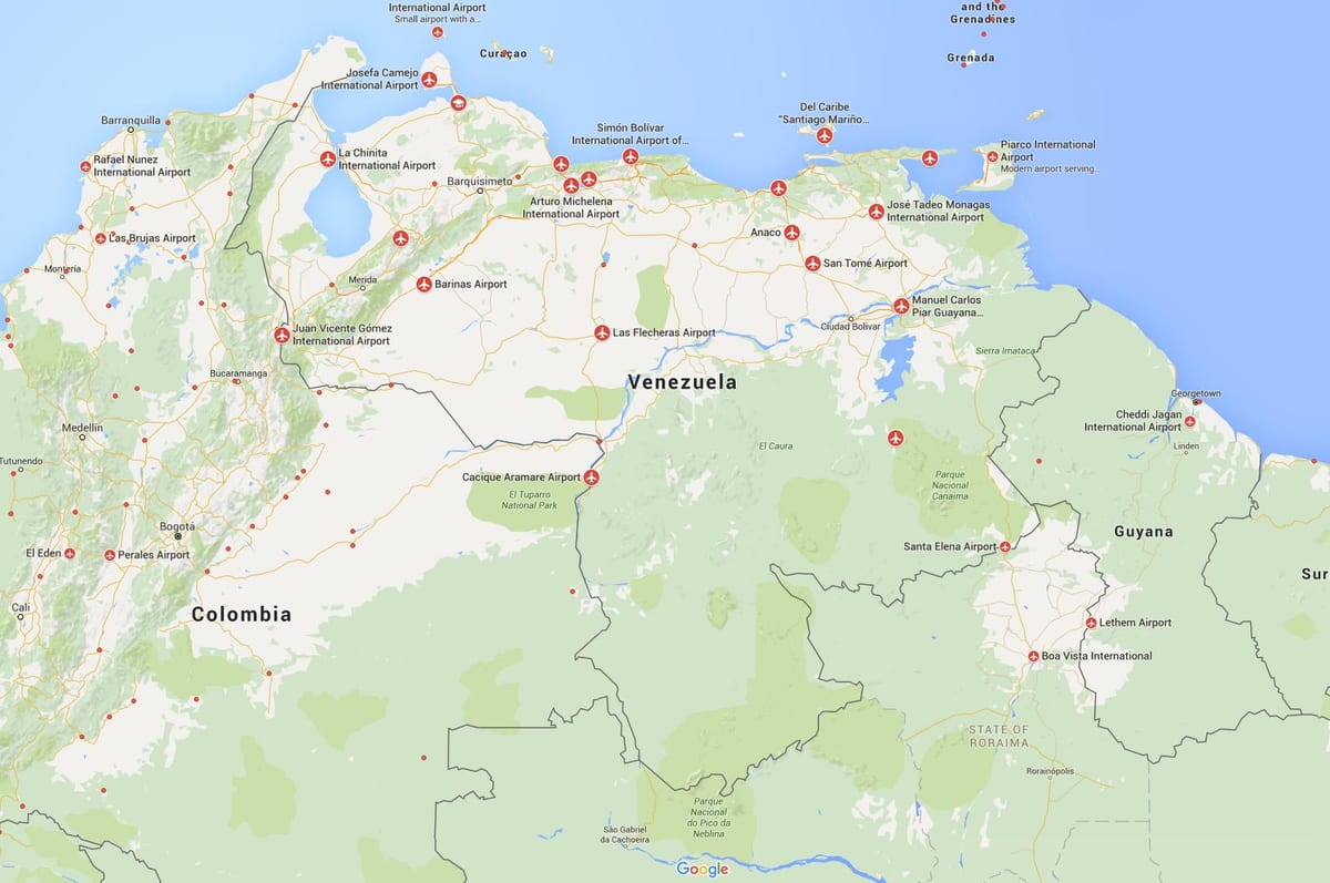 térkép venezuela repülőterek