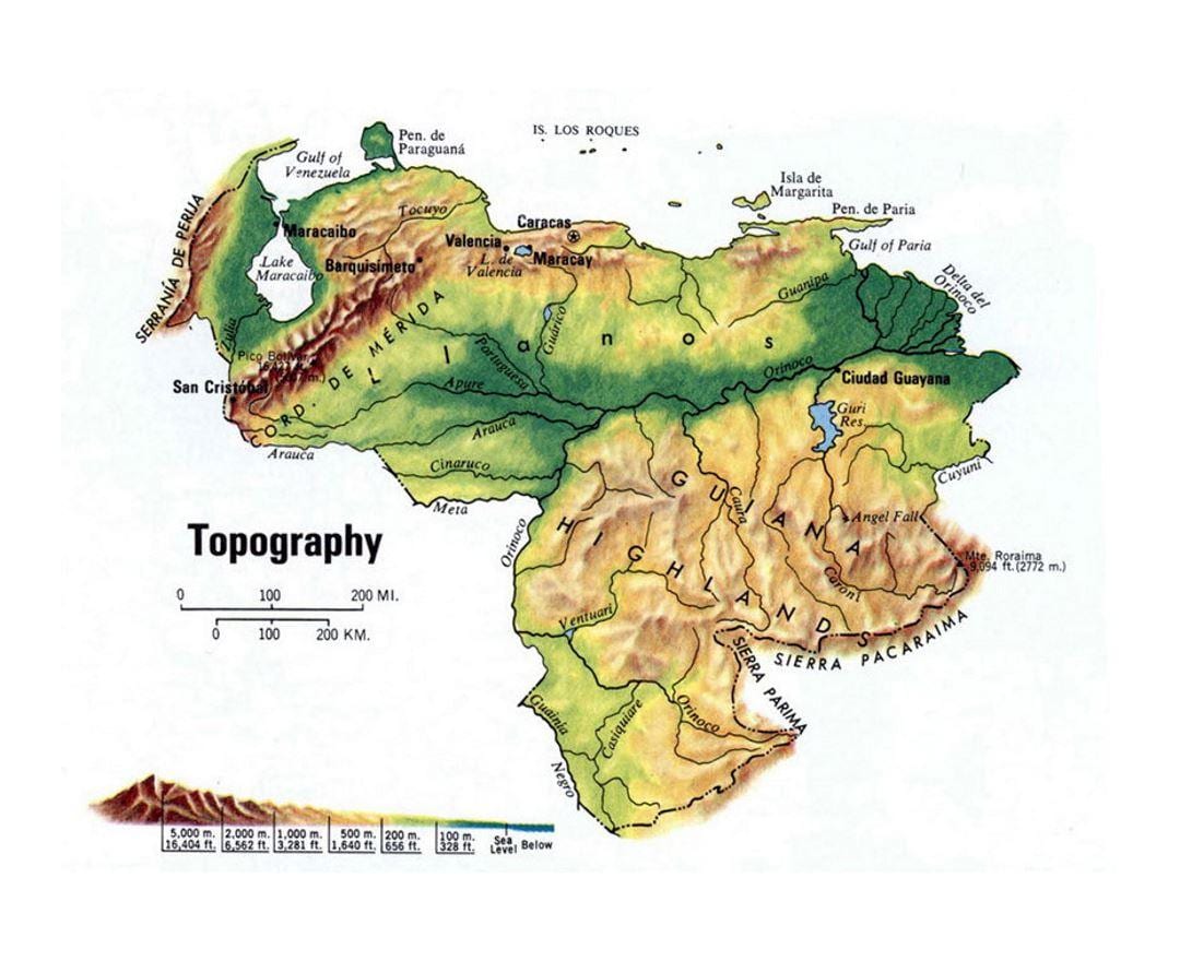 térkép venezuela topográfiai