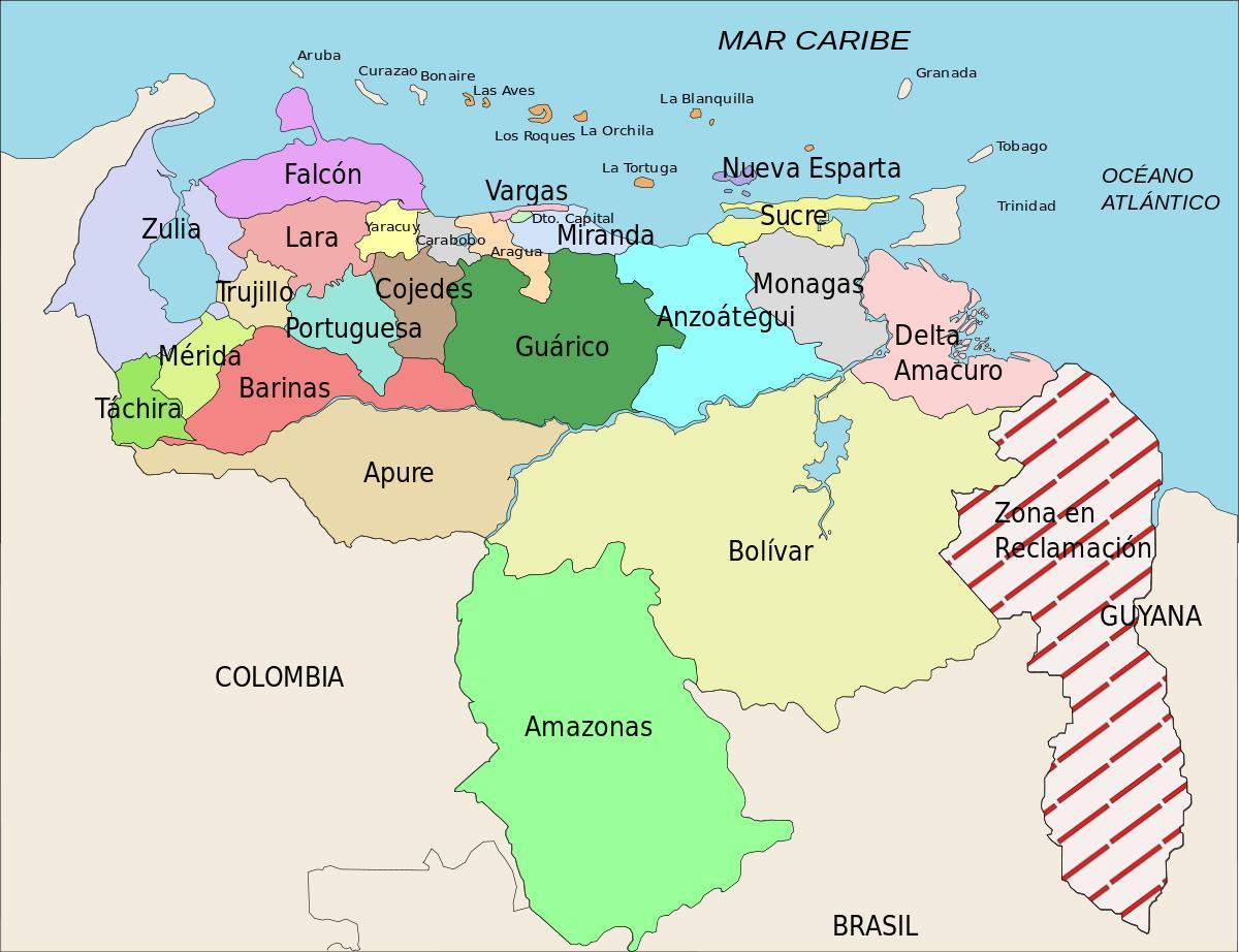 térkép venezuela államok