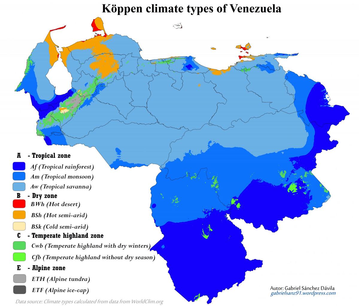 térkép venezuela éghajlat