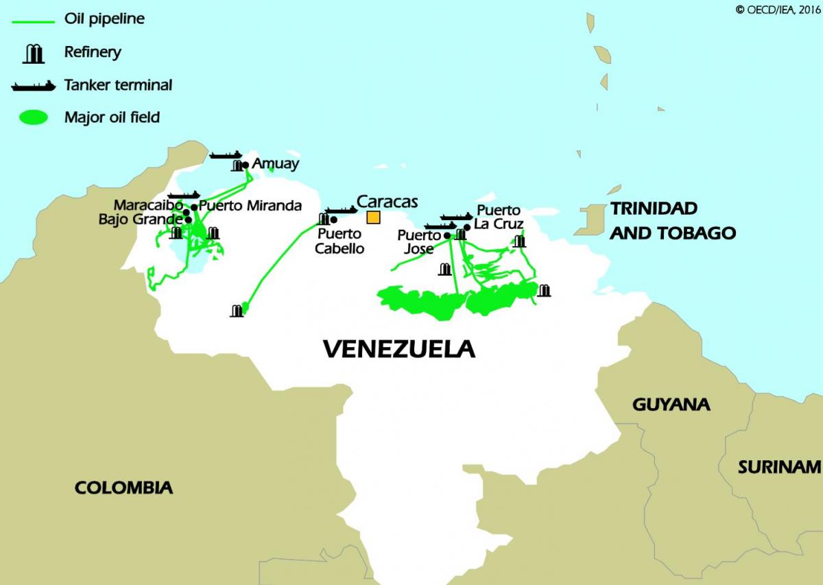 venezuelai olaj fenntartja térkép